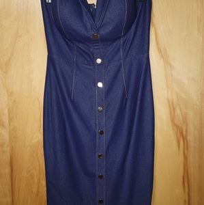 Denim body on tube dress